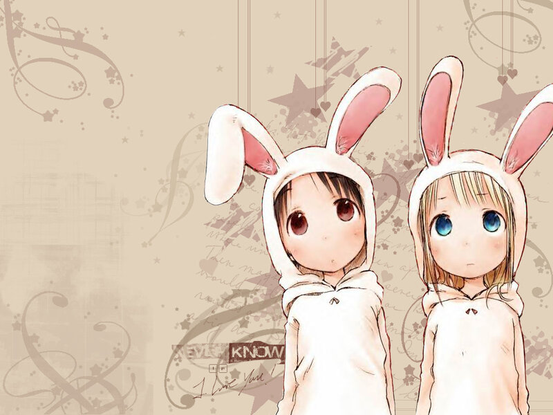 Two girls in bunny costumes