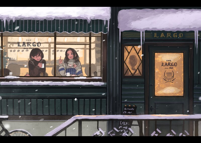 Two Girls in Cafe