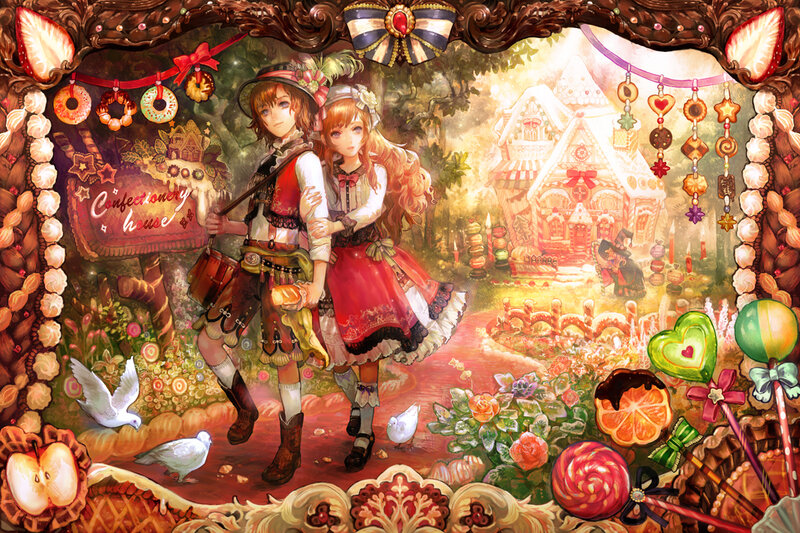 Two Girls in Candy-themed Setting