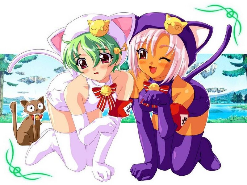 two girls in cat costumes