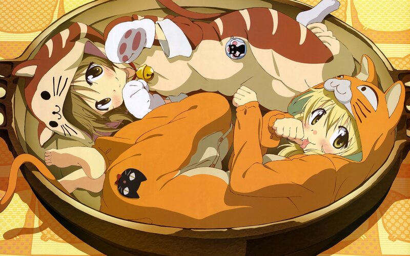 Two Girls in Cat Costumes — Orange