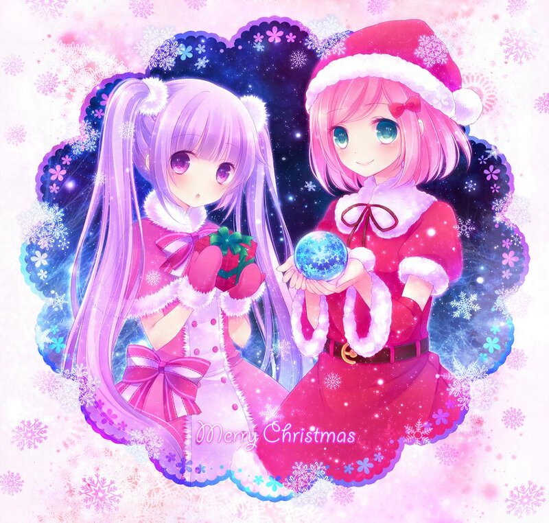 Two Girls in Christmas Outfits — Pink