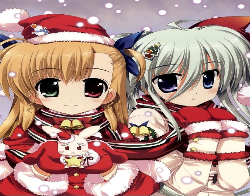Two Girls in Christmas Outfits — Red