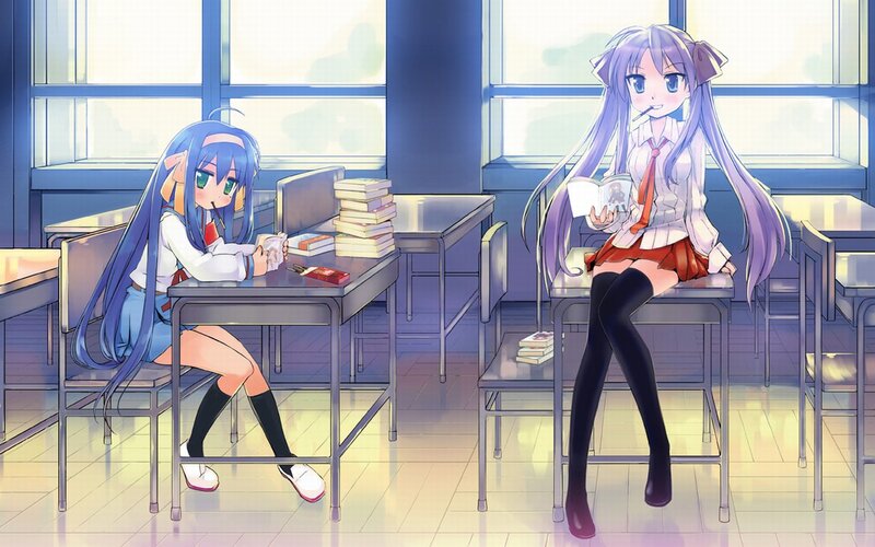 Two Girls in Classroom — Blue