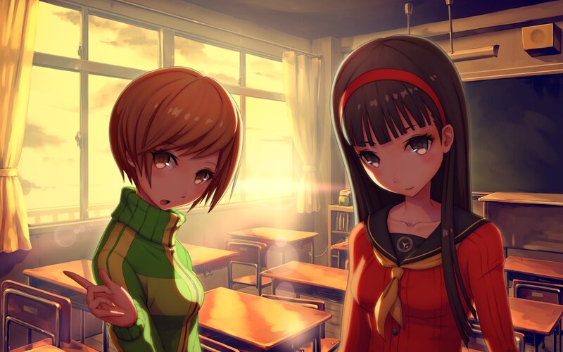 Two Girls in Classroom — Orange