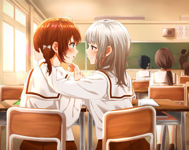 Two Girls in Classroom — White