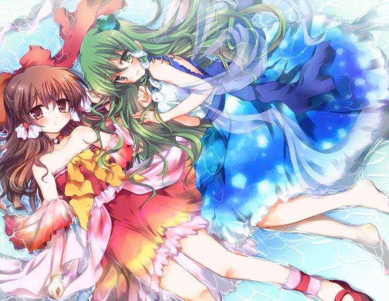 Two girls in colorful dresses