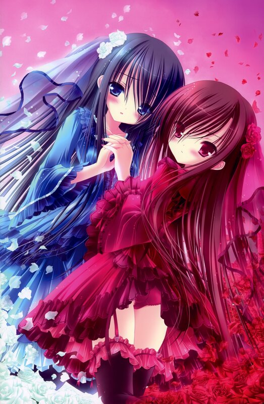 Two girls in colorful dresses