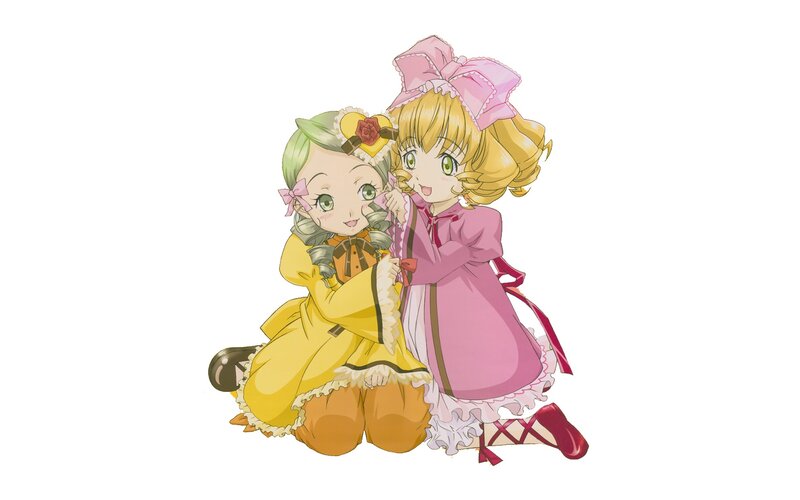 two girls in colorful dresses
