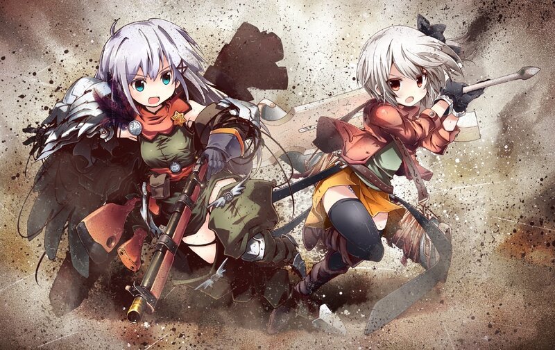Two girls in combat gear