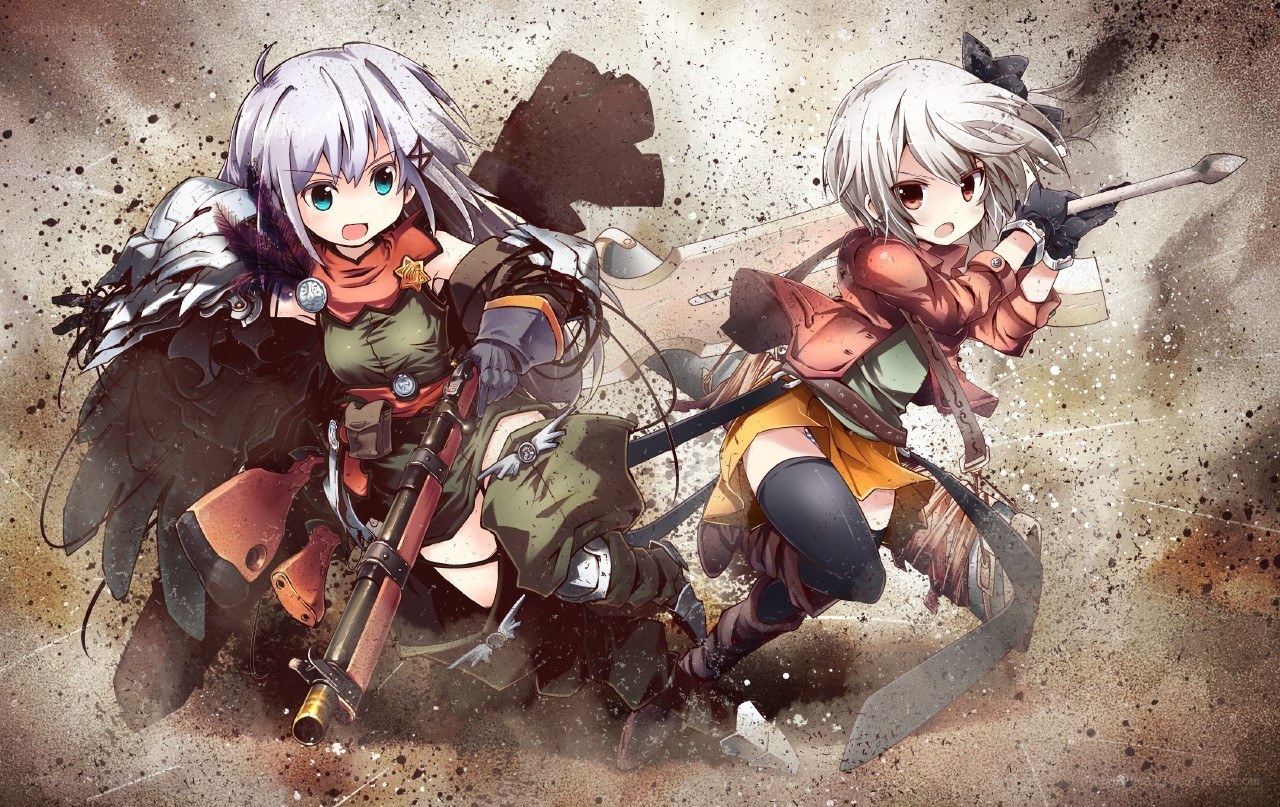 Two girls in combat gear