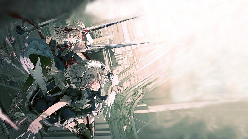Two Girls in Combat — Gray, Dramatic