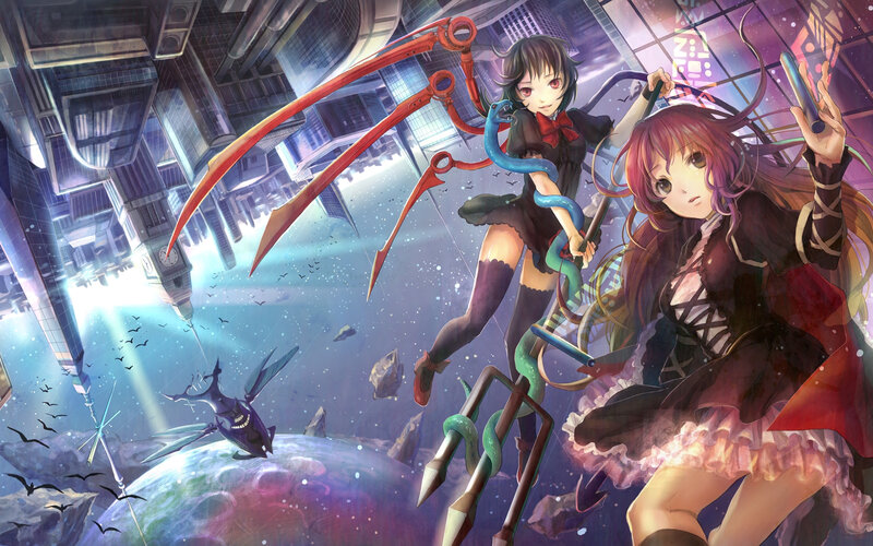 Two Girls in Combat — Purple, Dramatic
