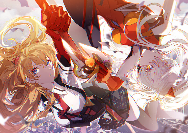 Two Girls in Combat — Red, Dramatic, Afternoon