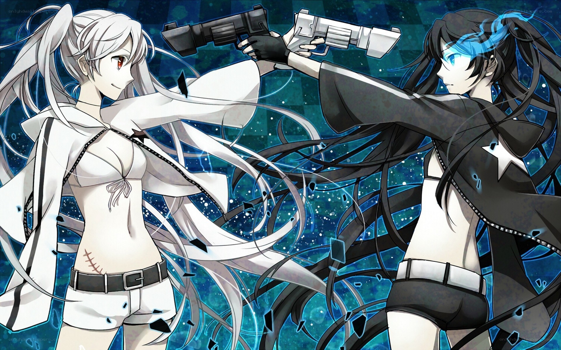 Two girls in combat with guns