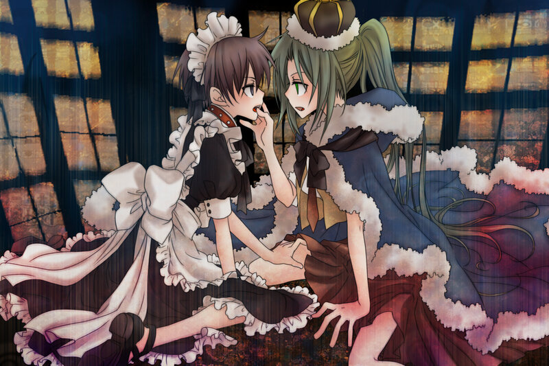 Two Girls in Costumes — Blue, Dramatic