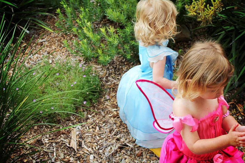 Two Girls in Costumes — Blue, Playful