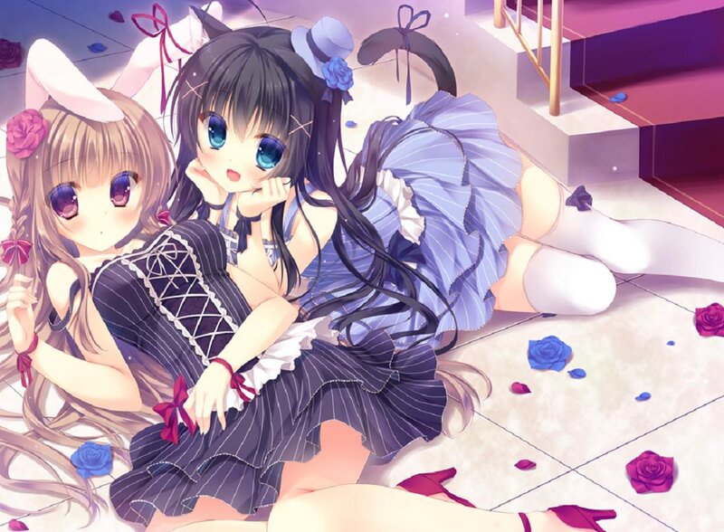 Two Girls in Costumes — Purple, Playful, Anime