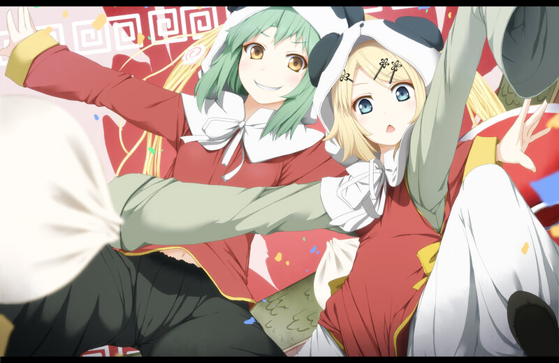 Two Girls in Costumes — Red, Festive