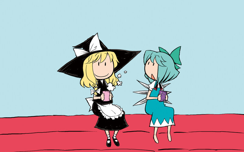two girls in costumes