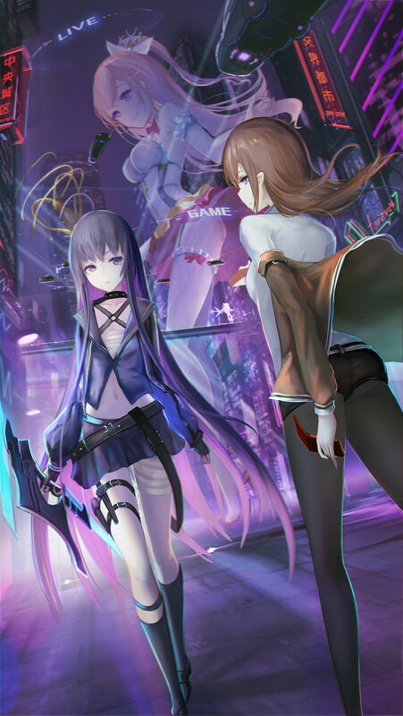 Two Girls in Cyberpunk City