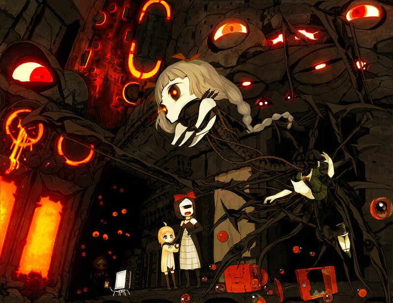 Two Girls in Dark Cavern