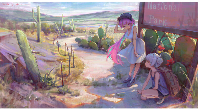 Two Girls in Desert — Purple