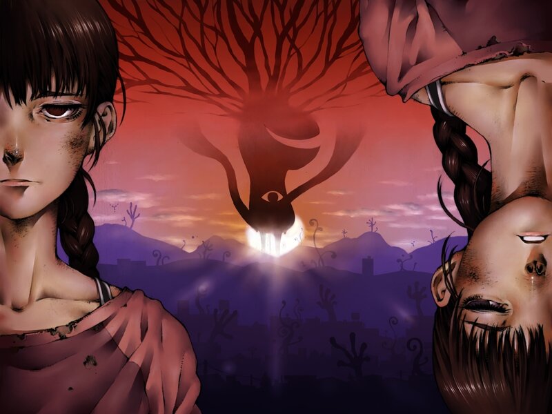 Two Girls in Desolate Landscape