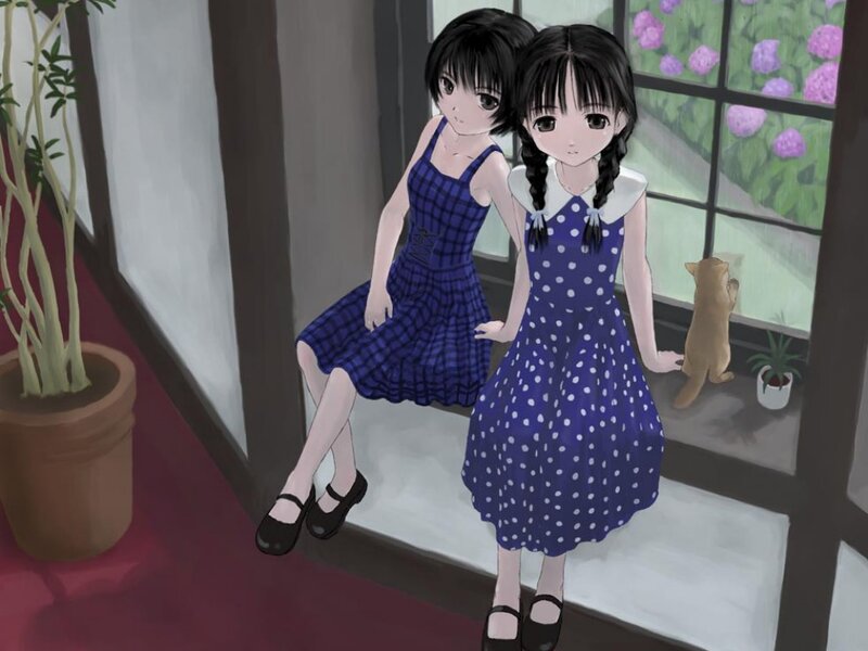 Two Girls in Dresses — Blue, Calm