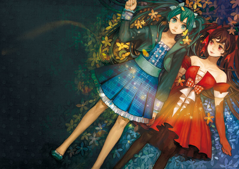 Two Girls in Dresses — Blue, Dreamy, Night