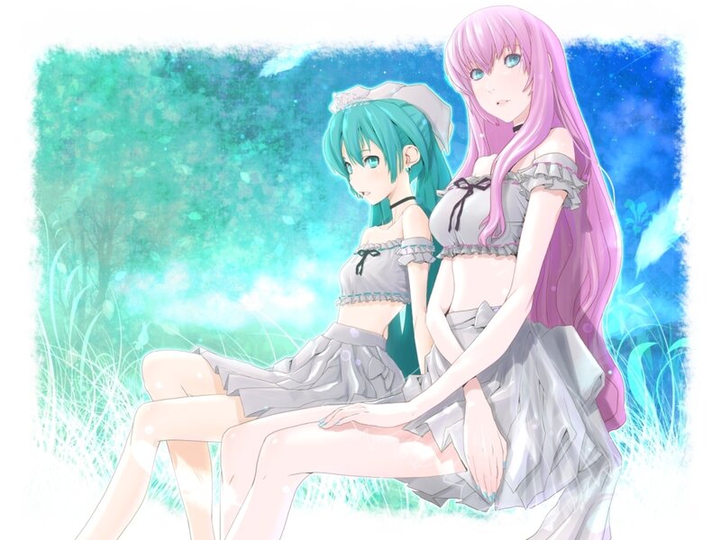 Two Girls in Dresses — Blue, Serene, Night