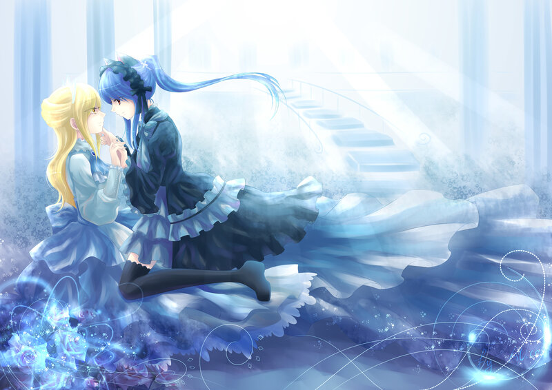 Two Girls in Dresses — Blue, Serene