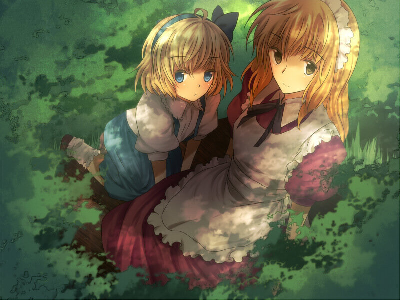 Two Girls in Dresses — Green