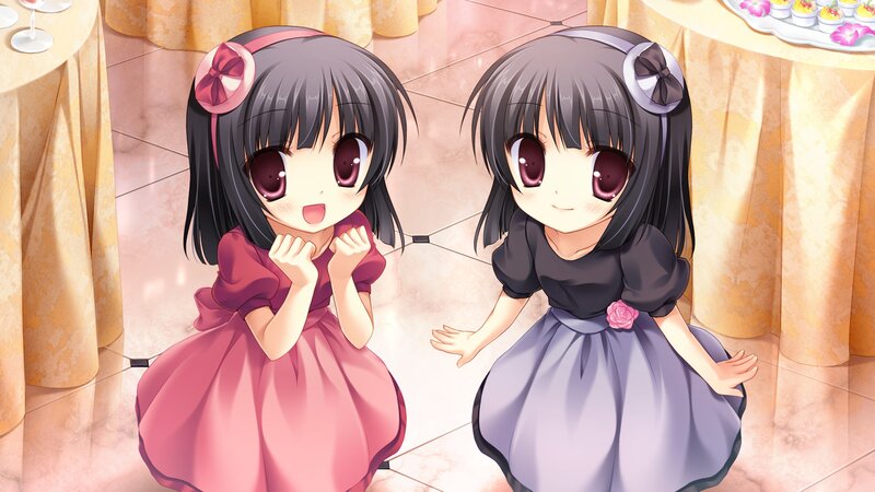 Two Girls in Dresses — Pink, Cheerful