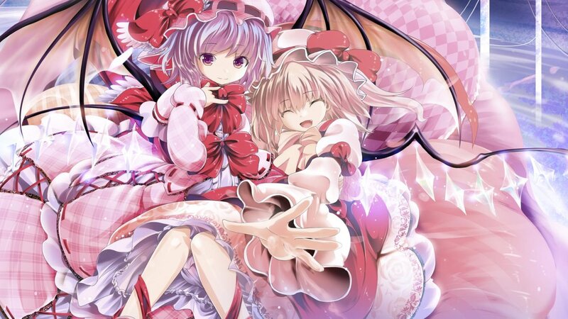 Two Girls in Dresses — Pink, Dreamy, Anime, Wings, Bows