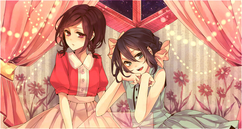 Two Girls in Dresses — Pink, Dreamy