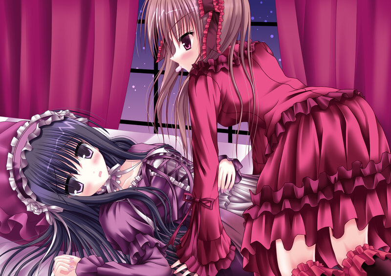 Two Girls in Dresses — Purple, Calm, Night