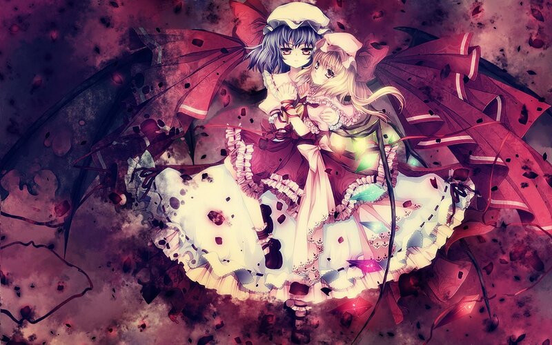 Two Girls in Dresses — Purple, Dramatic, Anime