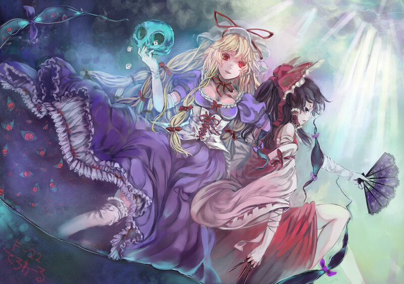 Two Girls in Dresses — Purple, Dramatic, Digital Art