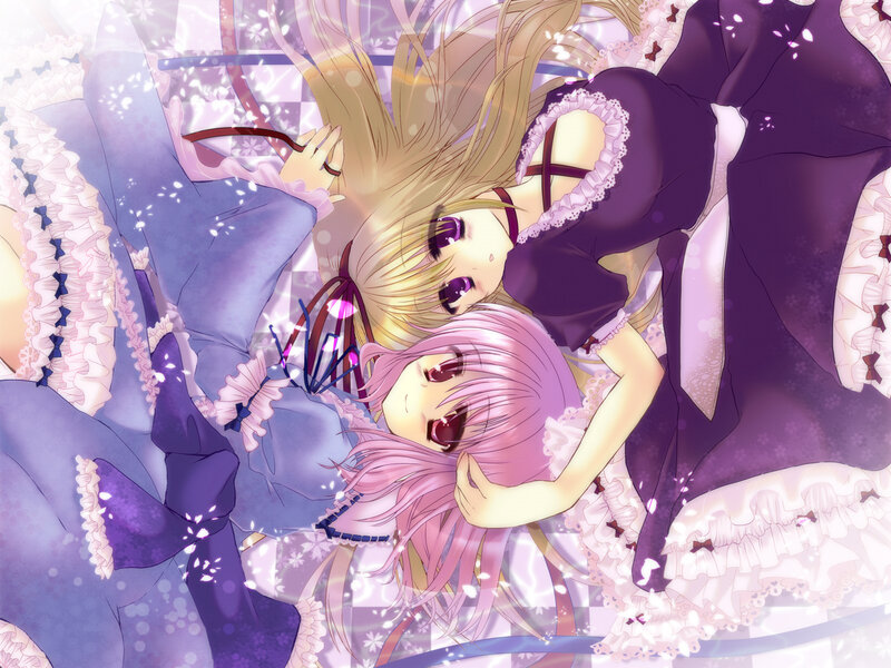 Two Girls in Dresses — Purple, Dreamy, Anime, Long Hair