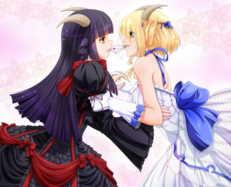 Two Girls in Dresses — Purple, Romantic