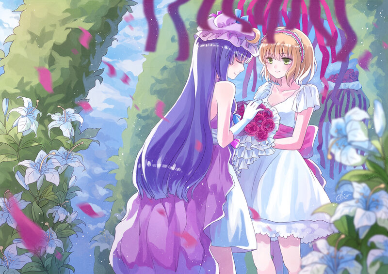 Two Girls in Dresses — Purple, Serene