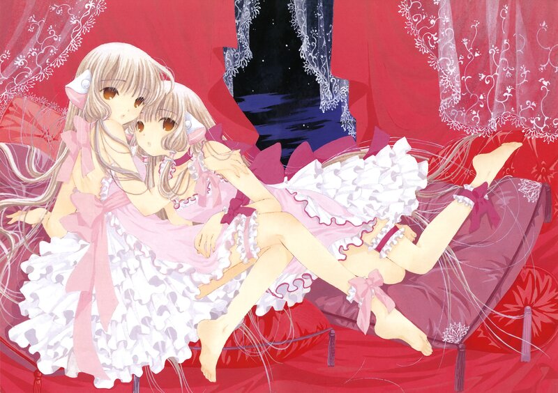 Two Girls in Dresses — Red, Calm, Night