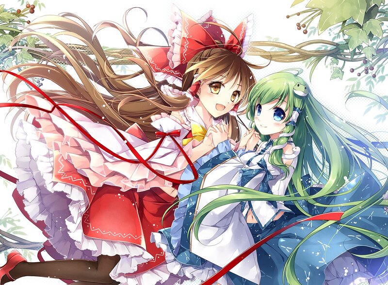 Two Girls in Dresses — Red, Playful, Spring, Anime