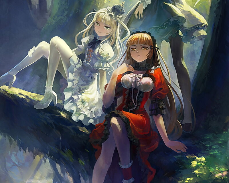 Two Girls in Dresses — Red