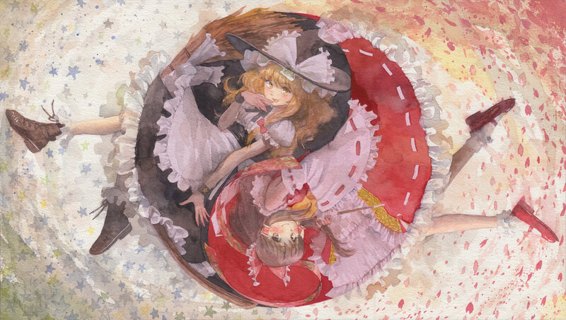 Two Girls in Dresses — Red, Whimsical