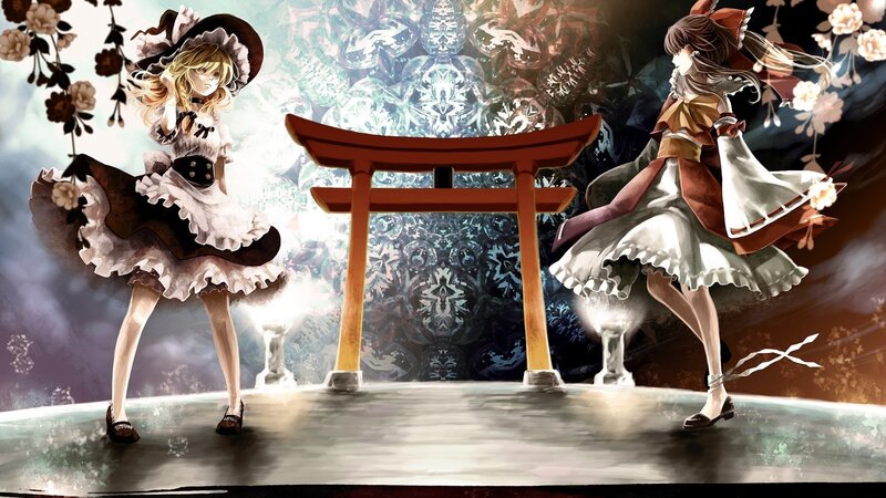 Two Girls in Dresses — White, Dramatic, Anime