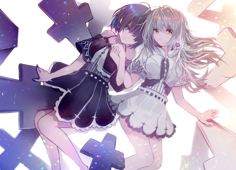 Two Girls in Dresses — White, Dreamy, Anime