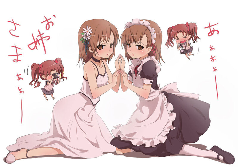 Two Girls in Dresses — White, Playful