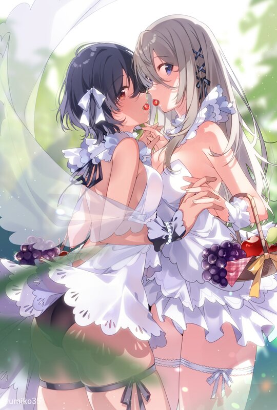 Two Girls in Dresses — White, Serene, Afternoon, Anime, Fruit Basket